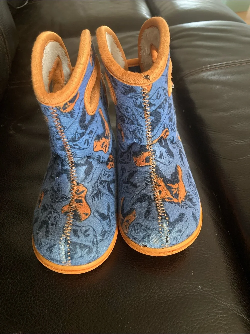 Bogs Kids Blue and Orange Dinosaur Rain & Snow Boots